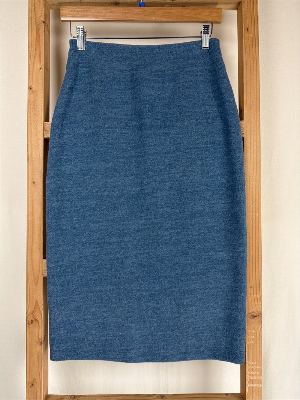 NWT Inoah Blue Knee Length Pull On Pencil Skirt #0860 Size SMALL USA